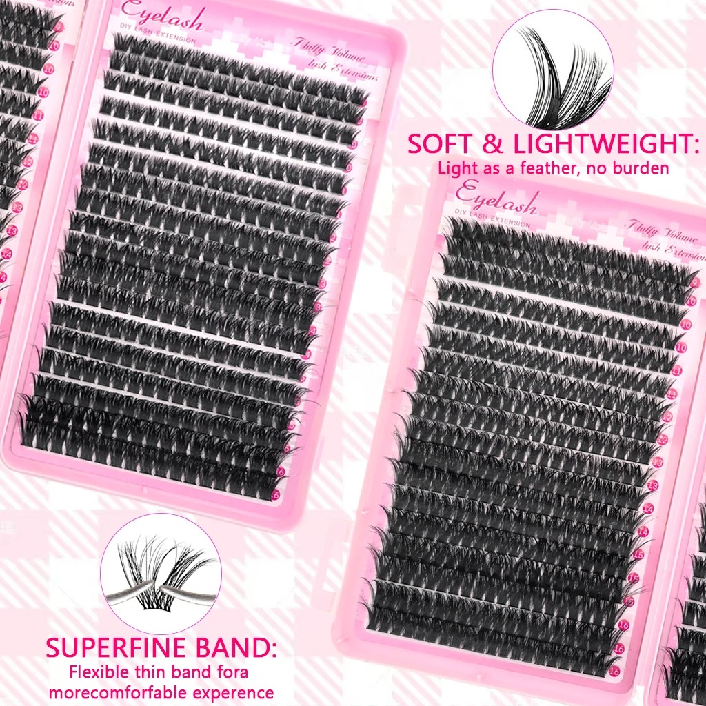 DIY Cluster Lashes Kit (320/600/790 Pcs) – Mix-and-Match Individual Lash Extensions with Wispy C/D Curl Volume for Daily & Party Wear view 6