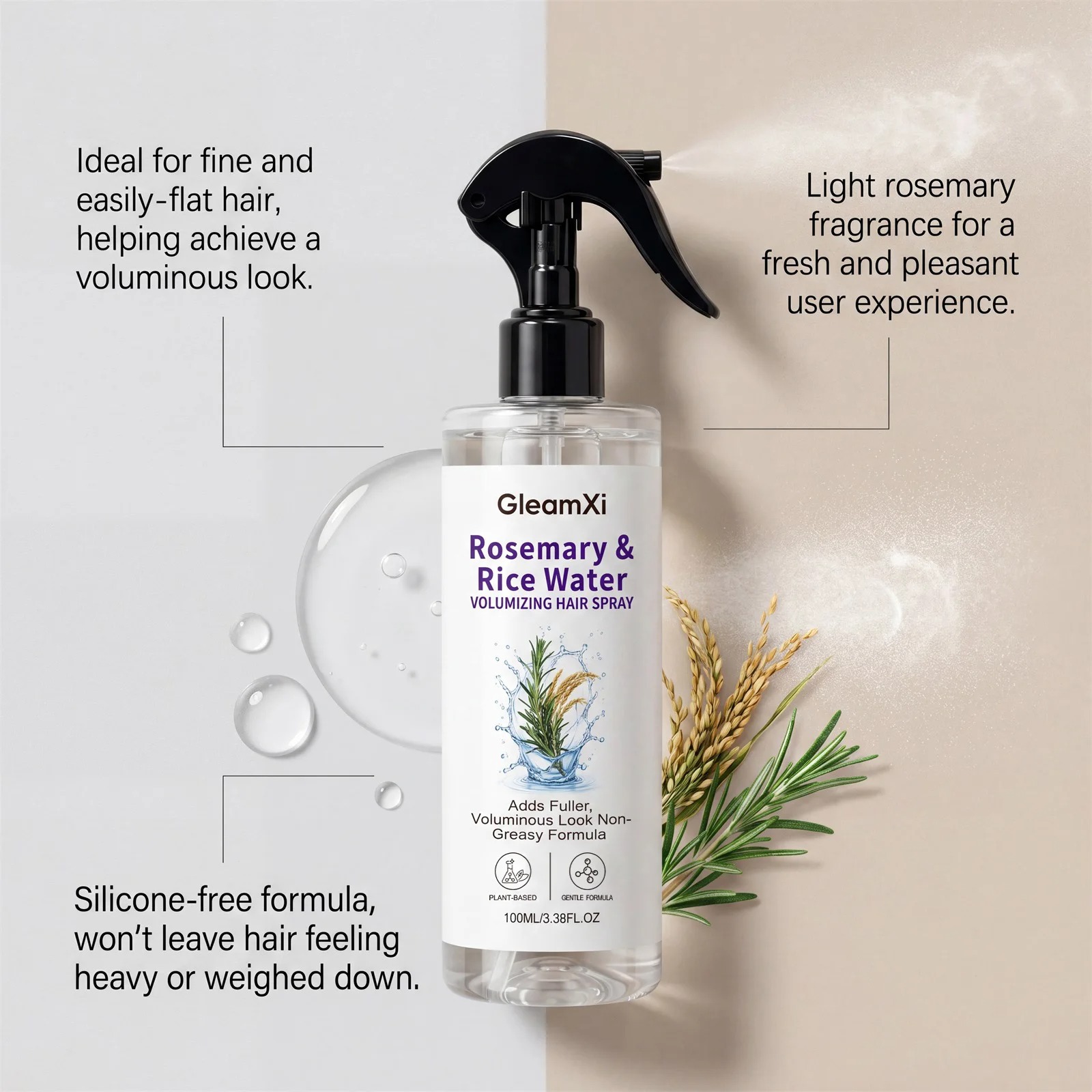 Rosemary & Rice Water Hair Spray – 100% Natural Mist for Hair Growth, Scalp Nourishment & Softer, Smoother Hair view 5