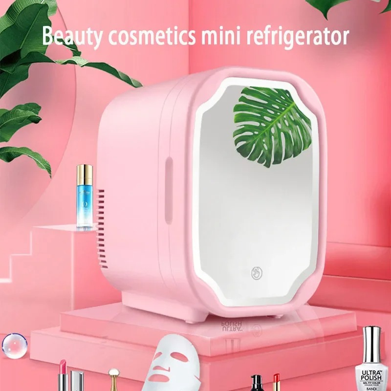 Dual-Use Portable Mini Beauty Fridge with LED Lighted Mirror – Cold & Hot Cooler for Skincare, Cosmetics, Drinks & Snacks view 3