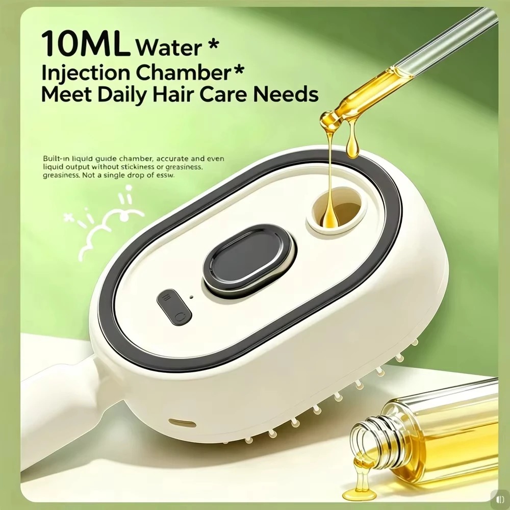 3-in-1 Electric Spray Air Cushion Massage Comb – Self-Cleaning Steam & Essential Oil Scalp Massager for Hair Regrowth & Detangling view 5