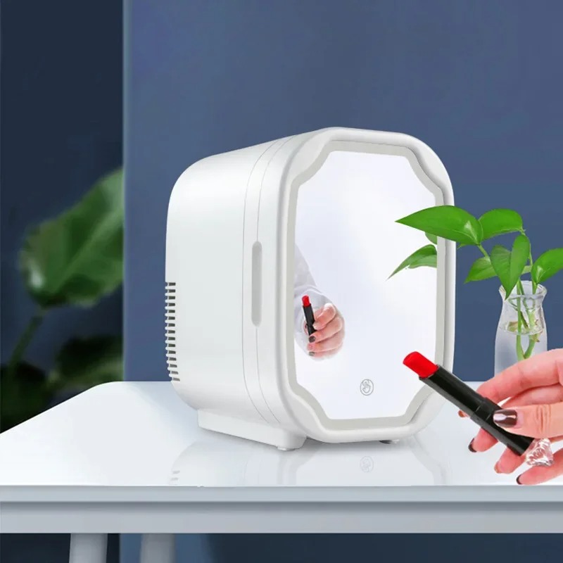 Dual-Use Portable Mini Beauty Fridge with LED Lighted Mirror – Cold & Hot Cooler for Skincare, Cosmetics, Drinks & Snacks view 5