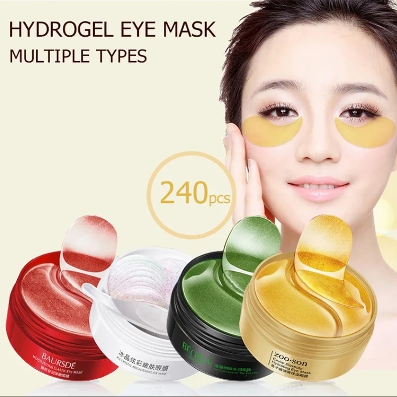 240pcs (120 Pairs) Crystal Collagen Gel Eye Patches – Hyaluronic Acid, Gold, Seaweed & Black Pearl Hydrating Mask Kit view 6