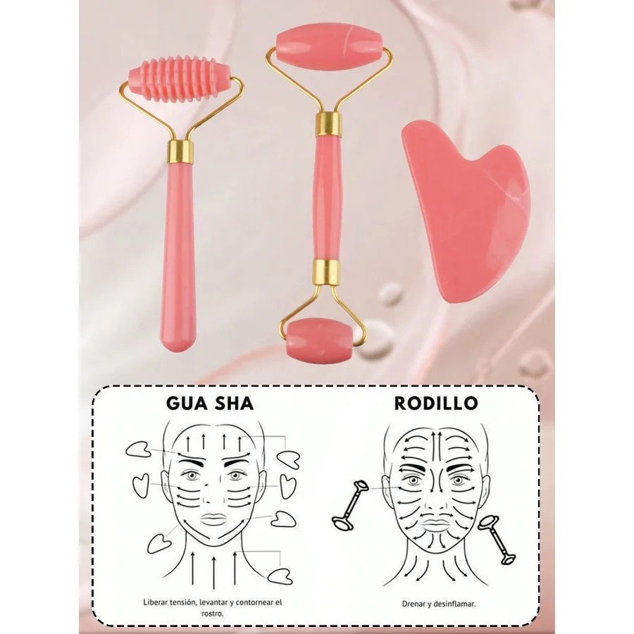 3-Piece Facial Roller & Gua Sha Beauty Massage Set – Jade-Style Face & Body Massager for Lymphatic Drainage, Anti-Aging & Skin Firming view 3