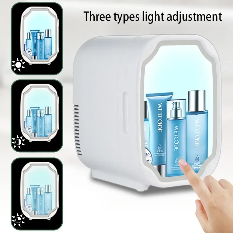 Dual-Use Portable Mini Beauty Fridge with LED Lighted Mirror – Cold & Hot Cooler for Skincare, Cosmetics, Drinks & Snacks view 4