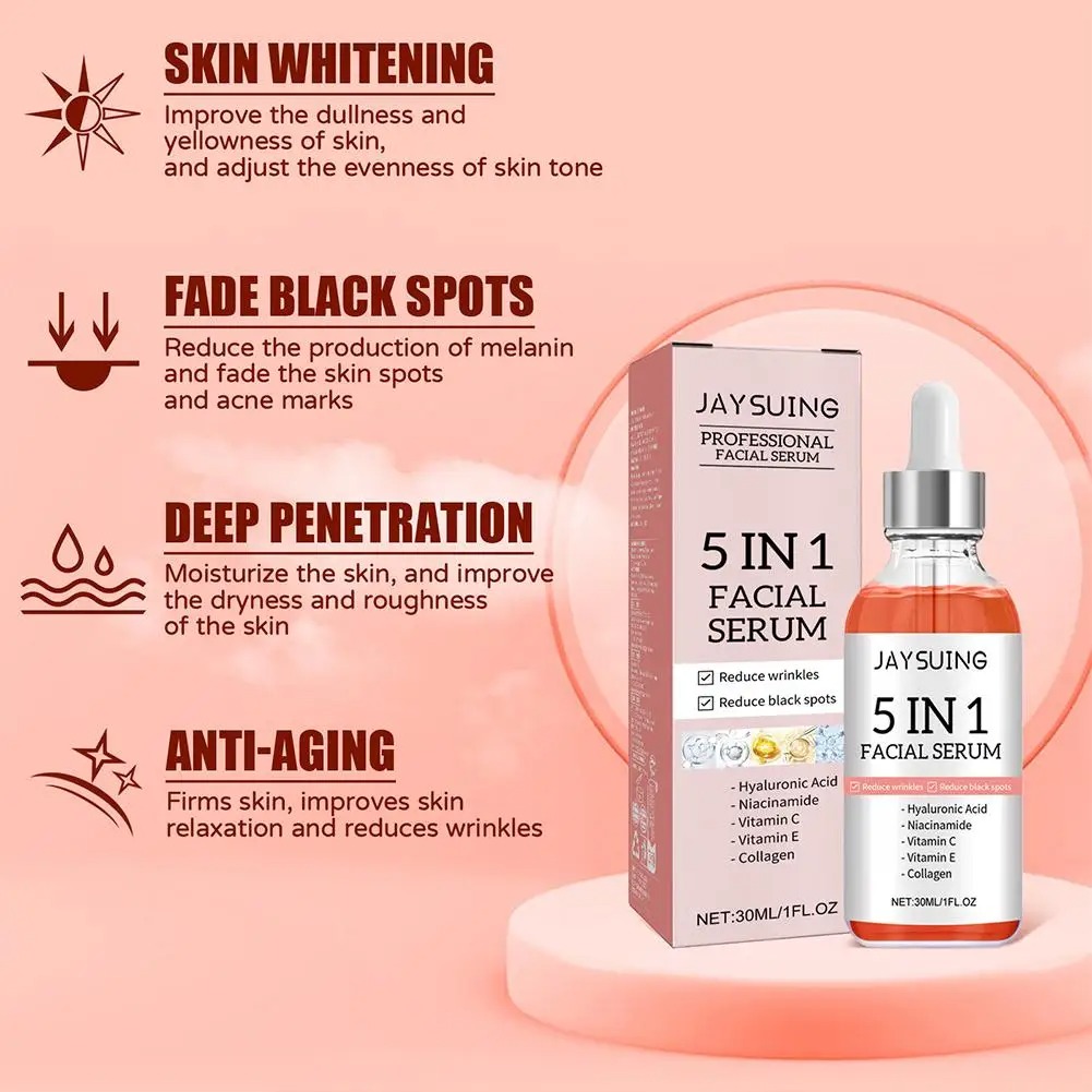 5-in-1 Hyaluronic Acid Face Serum – Vitamin C & Collagen Brightening, Pore Refining & Anti-Aging view 8