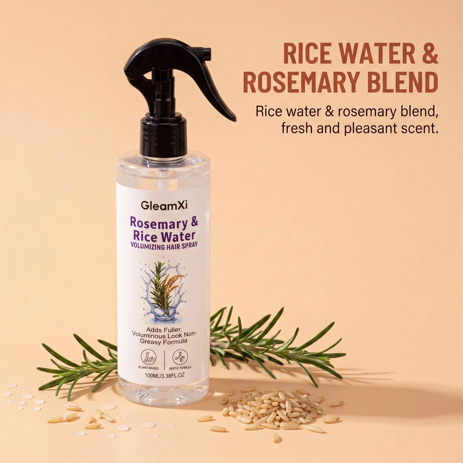 Rosemary & Rice Water Hair Spray – 100% Natural Mist for Hair Growth, Scalp Nourishment & Softer, Smoother Hair view 3