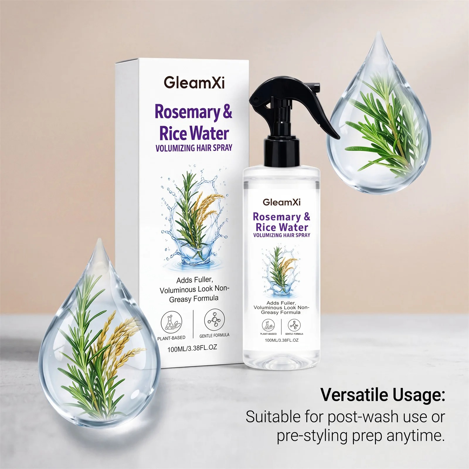 Rosemary & Rice Water Hair Spray – 100% Natural Mist for Hair Growth, Scalp Nourishment & Softer, Smoother Hair view 4