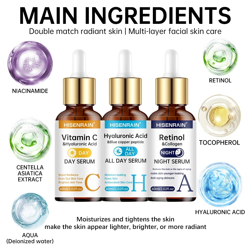 HISENRAIN Anti-Aging & Brightening Serum Duo – Vitamin C, Retinol & Hyaluronic Acid Kit view 6
